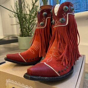 NEW Double D Ranch by Old Gringo Rio Rancho Red Suede Cowboy Boots 7 MRP $667
